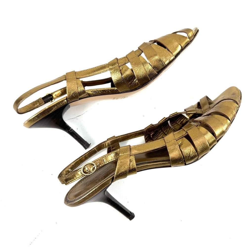 Coach Gold Slingback Strappy Heel Sandals with Peep Toe - Picture 7 of 9